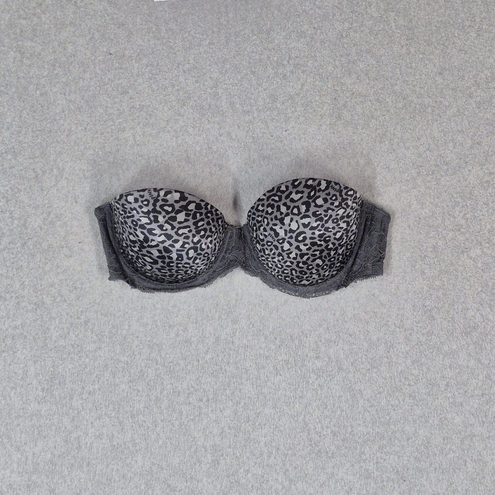 Victoria's Secret PINK Women Bra 34B Black Animal Print Multi Way Push Up READ